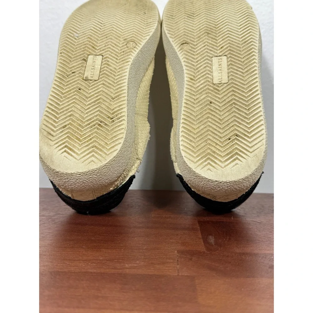 AllSaints Womens Snake Print Leather‎ Low Top Sneakers Cream Black Sz EU 39/8.5